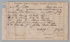 1870 Central Pacific Railroad Freight Bill San Francisco California Ephemera CP picture