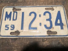 Vintage 1959 Maryland Motorcycle License Plate 12:34 picture
