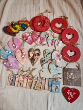 Vintage-Style Valentine Mini Ornament Lot | 37-Piece Set | Handmade Wood Decor | picture