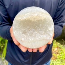 2.07LB Natural Open Smile Agate Sphere Purple Crystal Geode Healing Wealth picture