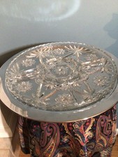 EAPC Anchor Hocking Circa 1960 5 Compartment Relish Tray with a 16” Turning Base picture