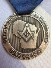 1926 Wisconsin Grand Lodge F&AM Masonic Convention Badge Medal Milwaukee picture
