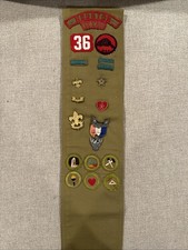 BSA  late 1940's Eagle Scout merit badges Sash ,ranks With Eagle picture