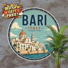 Bari Italy Round Metal Sign Retro Travel Souvenir Decor Plaque 8x8 picture