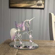 MAGICAL UNICORN WITH MUSICAL FAIRY BY GLASS BARON WITH SWAROVSKI CRYSTALS FIGURE picture