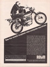 ROLM Mini-Computer Vintage Print Ad 1960s Motorcycle BW Original picture