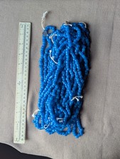 Greasy Opal Blue Glass Crow Beads Strand African Indian Trade Murano Venetian picture