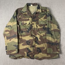 Vintage Woodland BDU Camo Combat Coat Mens Jacket Large picture