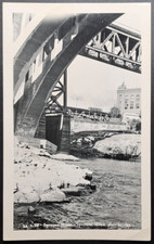 1938 Spokane River WA RPPC Post Street Bridge Leo Photo Real Photo Postcard picture