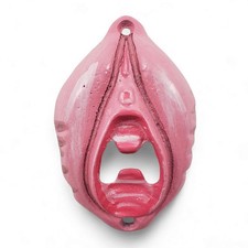 Pink Female Genitalia Bottle Beer Opener Wall Mounted Cast Iron Bar Decor picture