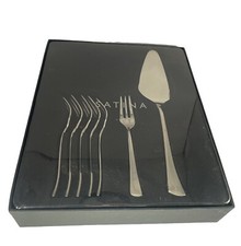 Satina Steel Forks and Cake Server Dessert Set with Chrome and Nickel picture