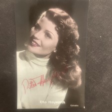 Vintage Cinema Postcard Rita Hayworth Autograph Signature Dedication picture