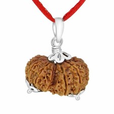 100% Original Nepali Gauri Shankar Rudraksha in Silver Cap (Gaurishankar Rudraks picture