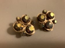 vintage estate  aurora rhinestone clip on earrings picture