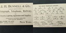 1890s antique JH BUNNELL & CO nyc BUSINESS CARD Telegraph Railway Morse Code picture