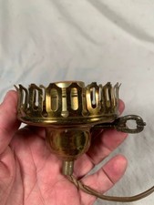 Vintage polished Brass socket & Gallery for 3 inch chimney with Turnkey c1950s picture