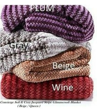 Concierge Soft & Cozy Plush Jacquard Stripe Glimmersoft Brown / Beige ( Q ) picture