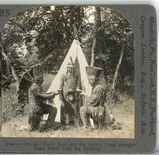 An Indian Maiden & Two Braves, Minnesota--Keystone Stereoview D68 picture
