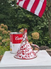 Antique RED & WHITE Graniteware Enamel Ware FUNNEL picture