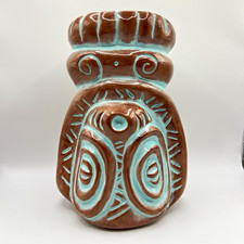 Tiki Tony 2014 Tipsy Brown & Blue Ceramic Tiki Mug Aloha Bar Rare cocktail  picture