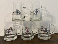 Set of (5) Warsteiner Glass German Beer Glass Mug Steins Embossed 0.4L picture