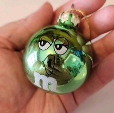 VTG/Y2K Green M & M Christmas Ornament Holiday Nostalgia Collectible Kiss  picture
