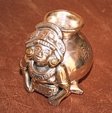 Toltec Silver Woman Vessel – D’Argenta #411– Silver Plated w/ Gold Accents picture