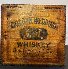 Antique 1916 Golden Wedding Crate Wood Jos S Finch Pittsburgh Bottled In Bond picture