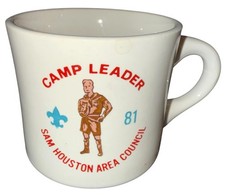 Vintage 1981 Boys Scout BSA Camp Leader Sam Houston Area Council 8oz Mug picture