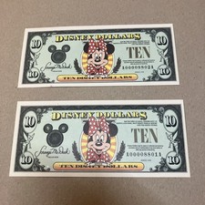 1998 Minnie $10 Ultra Rare Low Serial Number 2 Seq Bills Mint Uncirculated picture