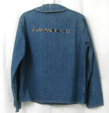 40s 50s Navy Denim Jacket Jean Shawl Collar Size 42 Vtg picture