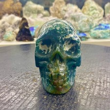 1.25LB Natural Carved Agate Skull Reiki Quartz Crystal Skull Decor gift picture