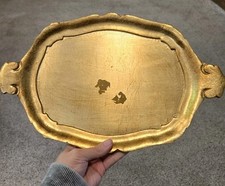 Vintage Italian Florentine Gilt Wood Tray Gold Hollywood Regency Made Italy 14