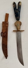 Vintage Fixed Blade Hunting Knife – Argentina – Carved Rabbit/Hare Handle – Leat picture