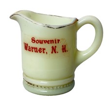 WARNER NH NEW HAMPSHIRE Uranium Custard Souvenir ANTIQUE Glass TRINKET CREAMER picture
