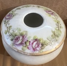 Weimar Germany White Porcelain Hair Receiver Pink Roses Vintage picture
