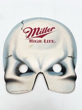 Vintage 90s Miller High Life Beer Skull Halloween Cardboard Mask Advertising picture