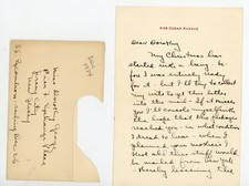 1934 Hand-Written Christmas Letter & Cut Cover SS Excambrion Pier 7 Jersey City picture