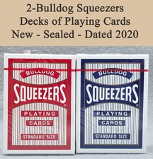 2-Decks Bulldog Squeezers Playing Cards - Blue + Red - New - Box Dated 2020 picture