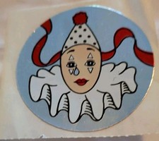1980’s RUSS Bravos Clown Sticker, Unused Silver Foil Metallic Jester Fun Vintage picture