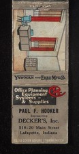1940s Paul F. Hooker Rep. Decker's Office Equipment 518 Main Street Lafayette IN picture
