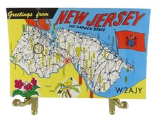 Vintage New Jersey Greetings Map QSL Postcard – Amateur Radio Card picture