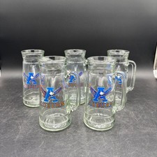 Vintage Auburn University Tigers Glass Beer Mugs Set of 5 Blue Orange Logo Stein picture