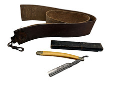 Antique W.R. Case & Sons Straight Razor Set Box Leather Strop Bradford PA picture