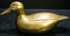 Vintage Solid Brass Sitting Duck Figurine 4.25