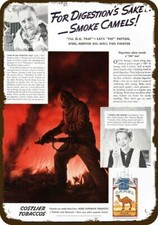 1937 Fireman Asbestos Suit Smokes Camel Vntge-Look DECORATIVE REPLICA METAL SIGN picture
