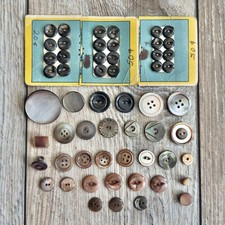 Vintage Mother Of Pearl Buttons Mixed Lot Smoke Gray & Multicolor MOP Abalone picture