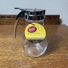 TableCraft Glass Syrup Dispenser 14 oz Cast Metal Top Gasket New With Tag picture