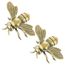 2x Brass Retro Bee Figurine Statue HOME  Office Decoration Animal Figurines Toy picture