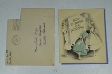 Vintage How to Behave Hospital Art Deco Nurses Greeting Card MCM 1947 Dr picture